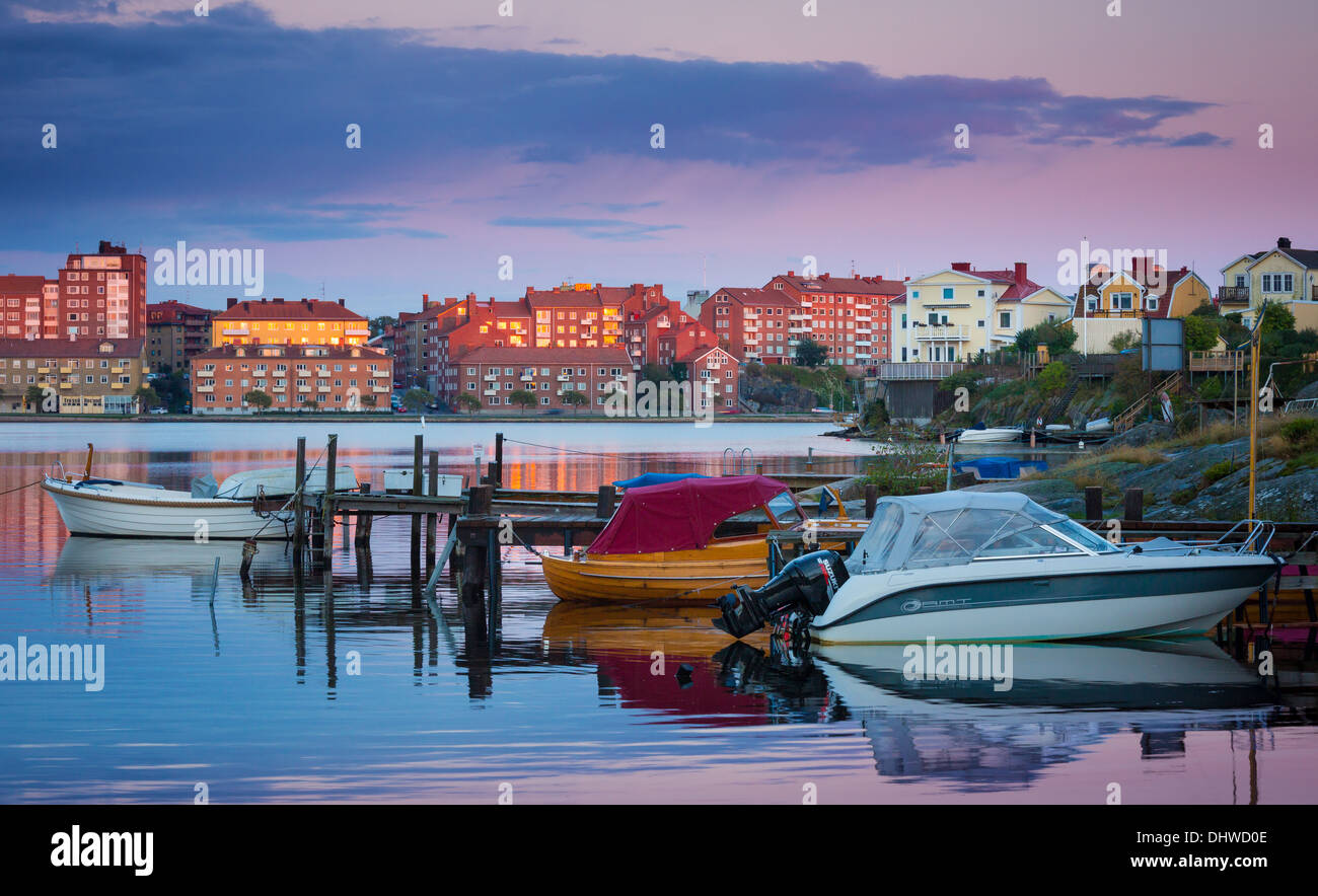 Sportboote vor Anker in Karlskrona, Schweden Stockfoto