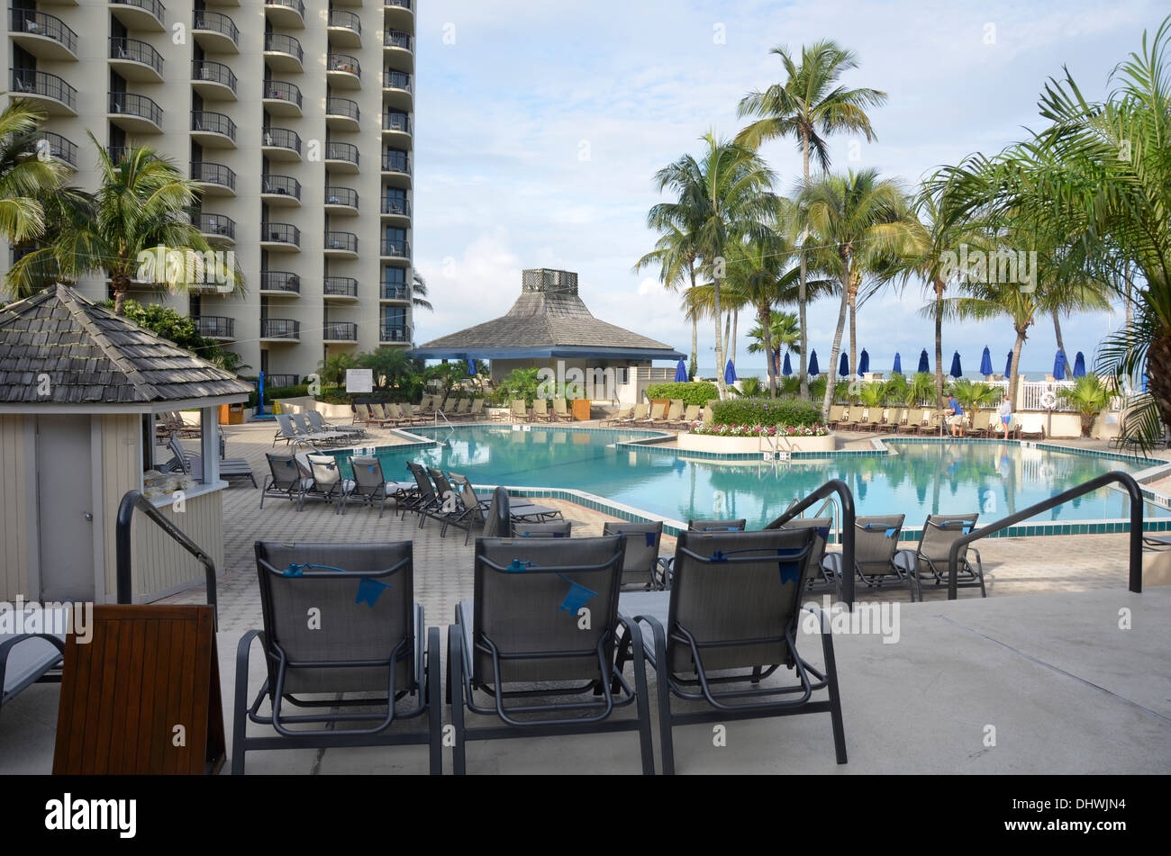 Pool im Marco Island Hilton Hotel auf Marco Island, Florida Stockfoto