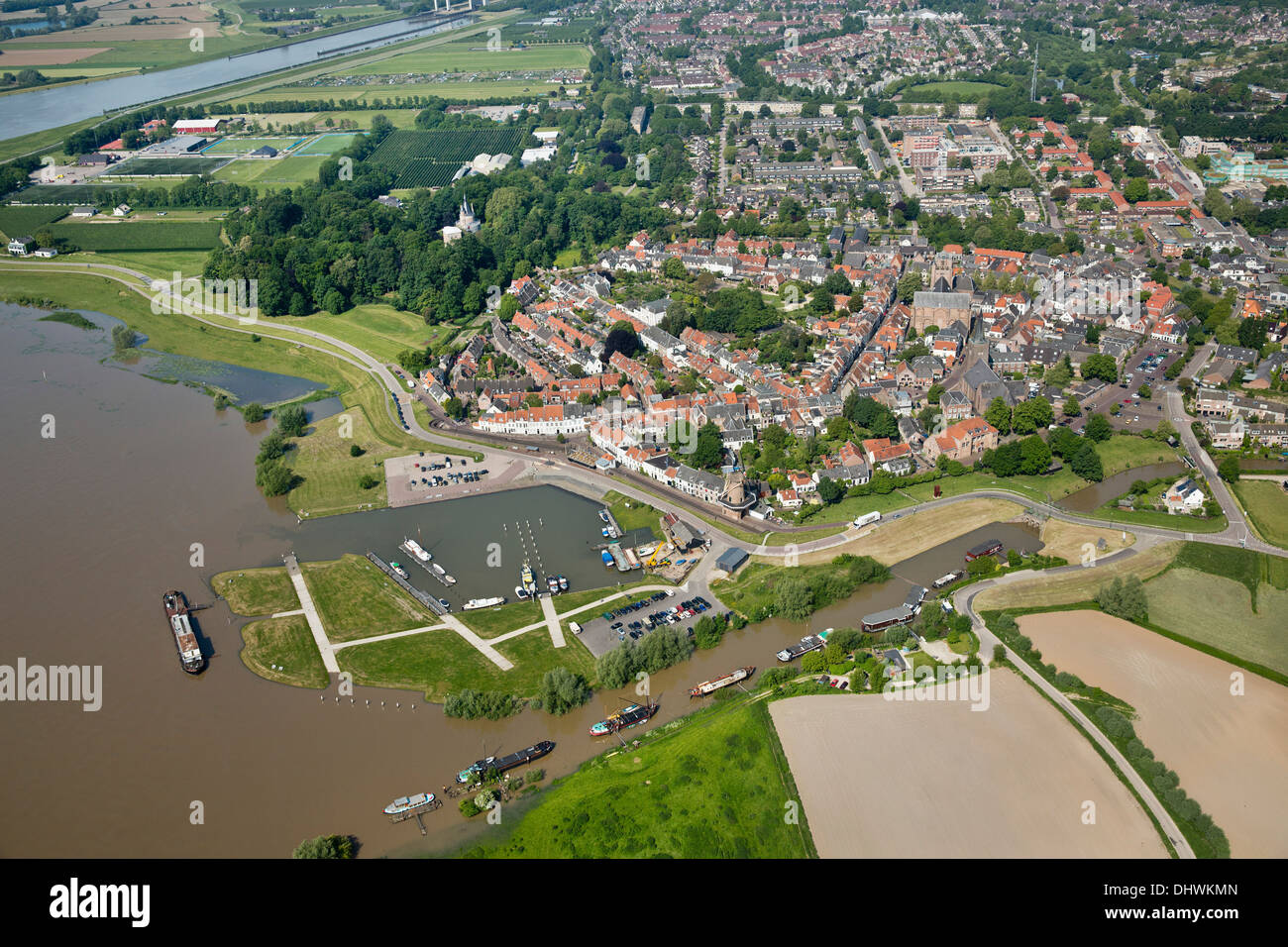 Niederlande, Wijk Bij Duurstede, Zentrum der Stadt. Luftbild Stockfoto