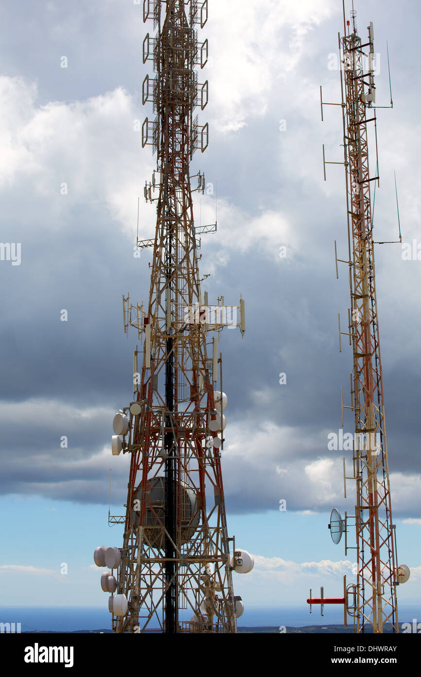 Telekommunikation Turm Telefonie Repeater in Menorca Pico del Toro Stockfoto