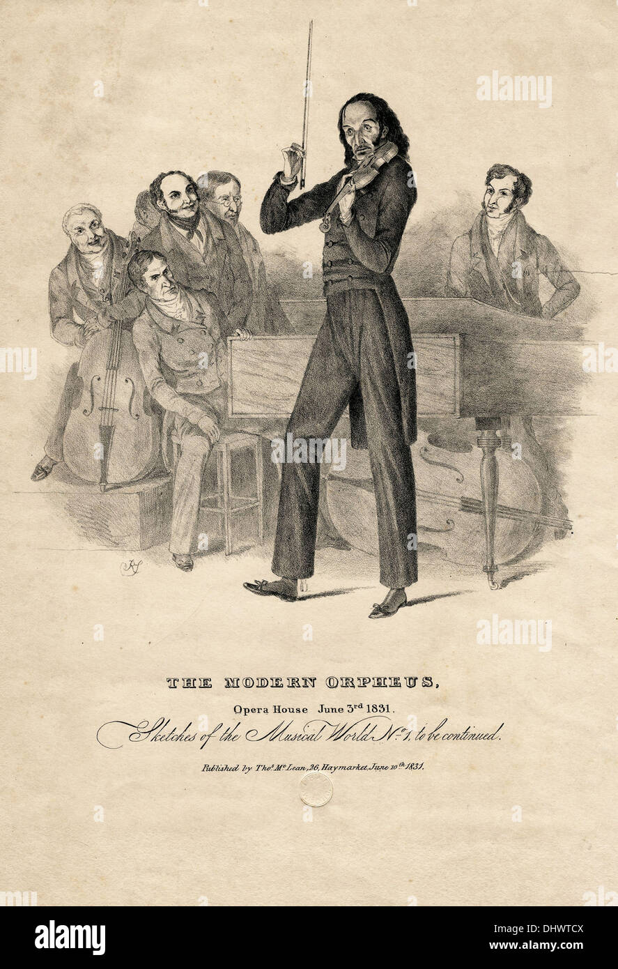 Nicolo Paganini Leistung n., 1831 Stockfoto