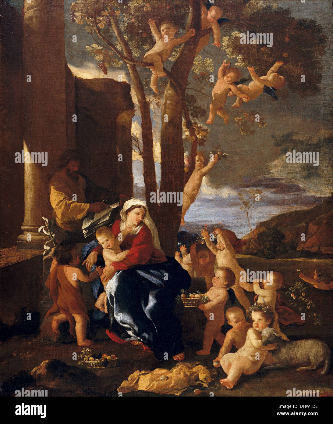 Die Ruhe auf der Flucht nach Ägypten - von Nicolas Poussin, 1627 Stockfoto