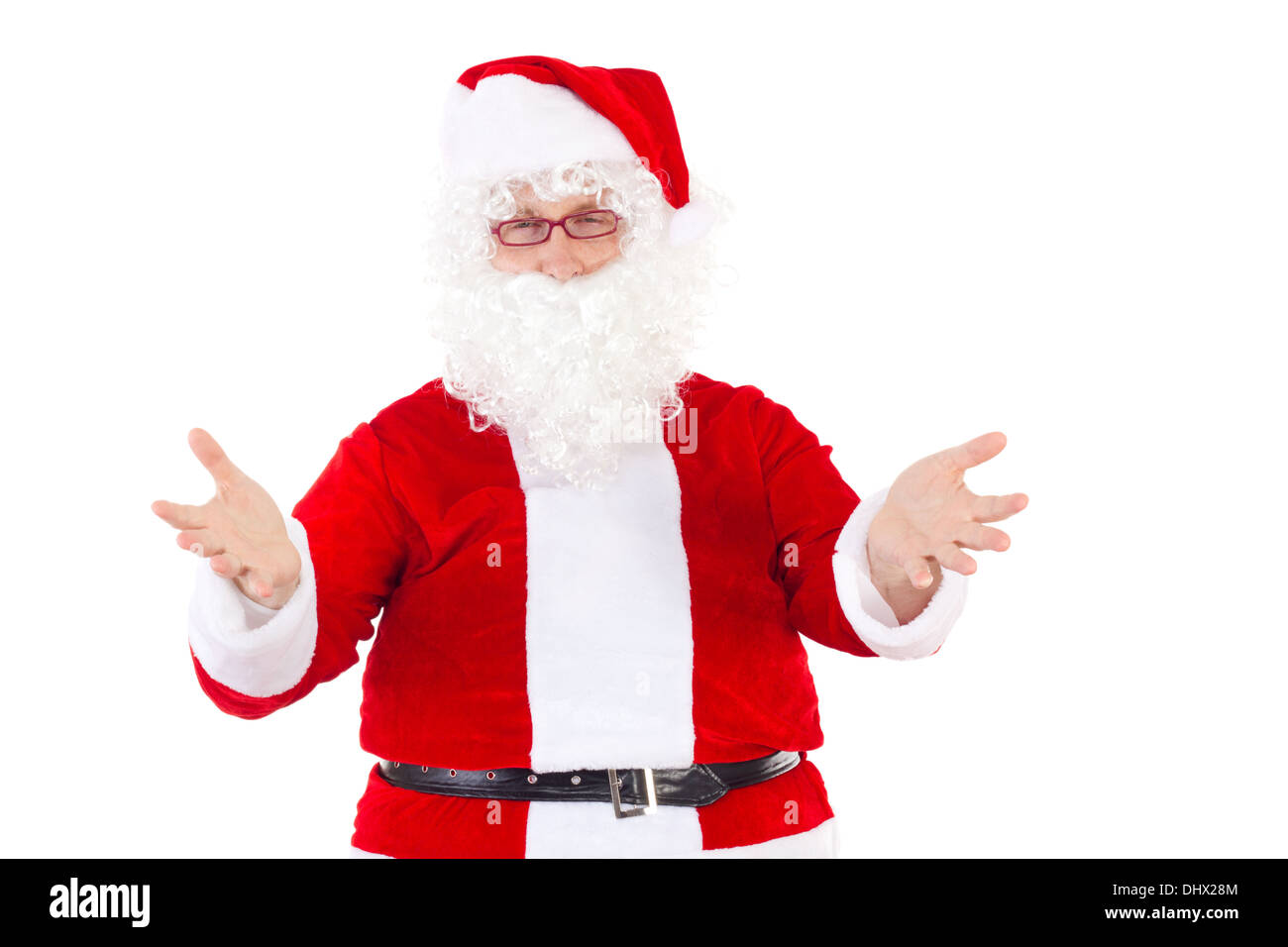 Santa Claus begrüßt alle nette Kinder Stockfoto