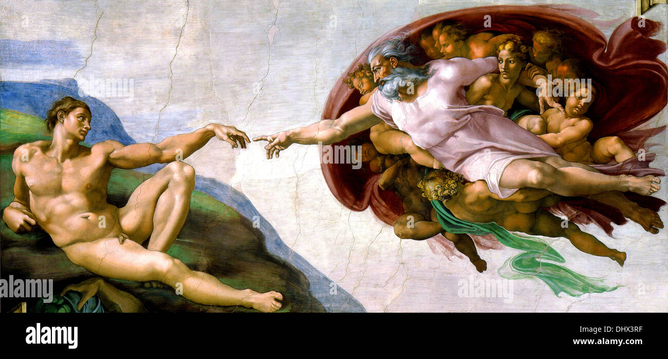 Erschaffung Adams - von Michelangelo, 1510 Stockfoto