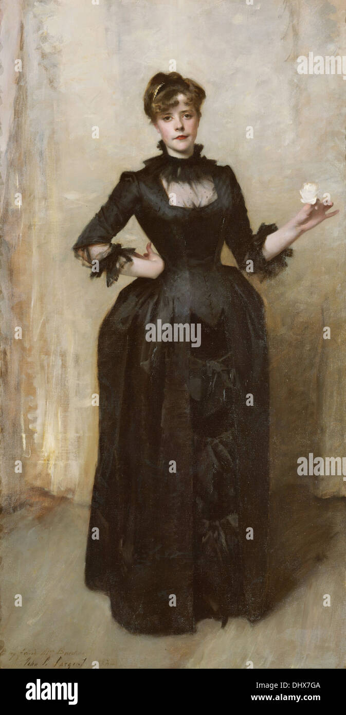 Dame mit der Rose (Charlotte Louise Burckhardt) - von John Singer Sargent, 1882 Stockfoto