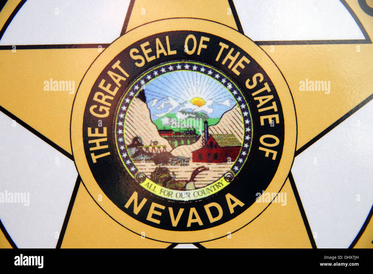 Nevada State Police Trooper Highway Patrol Fahrzeug Detail - das große Siegel des Staates Nevada, USA Stockfoto