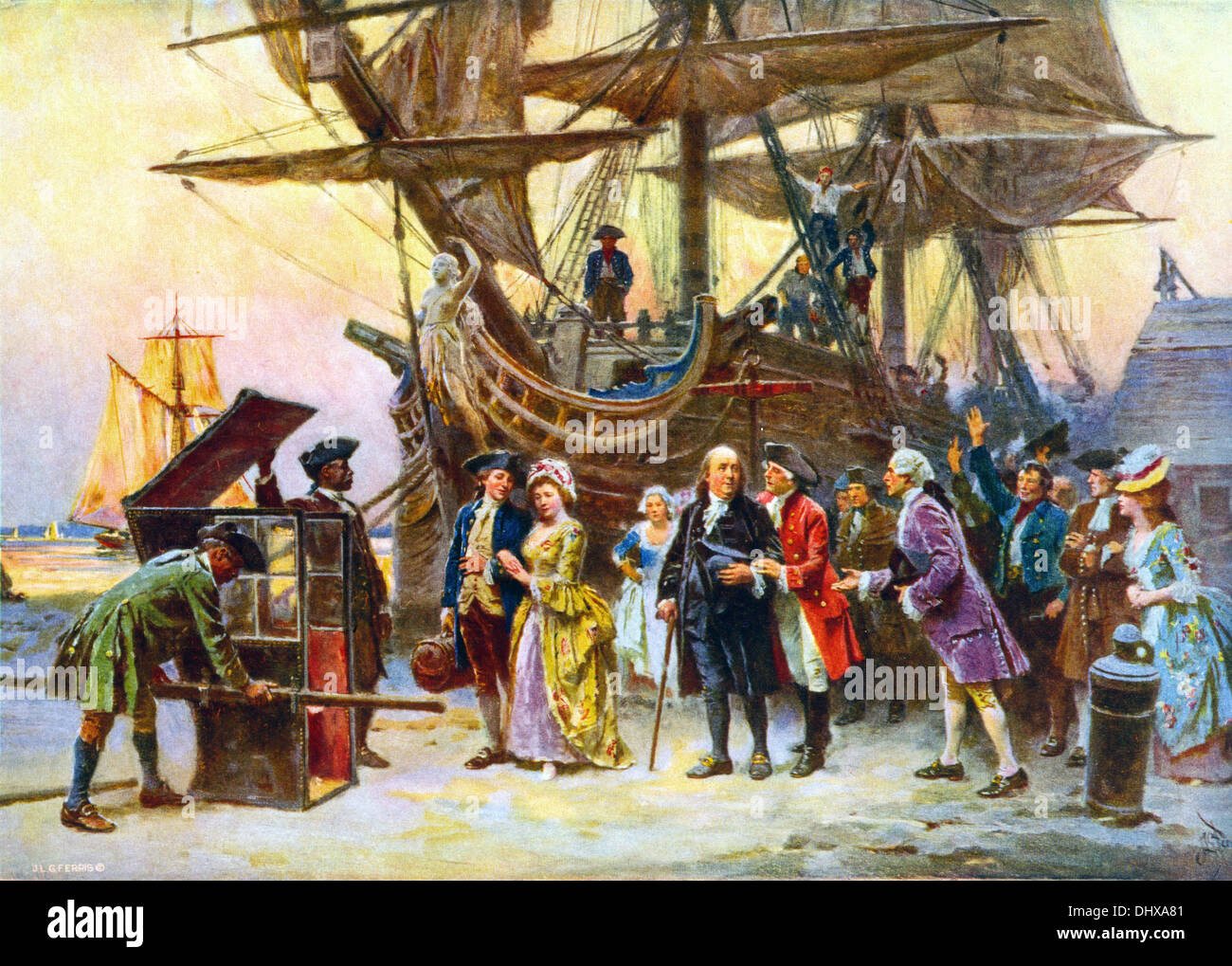 Franklins Rückkehr nach Philadelphia - von Jean-Léon Gérôme, 1785 Stockfoto