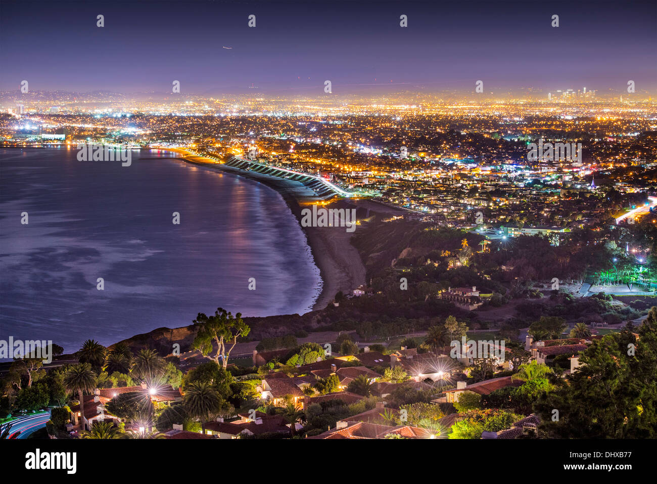 Der pazifischen Küste von Los Angeles, Kalifornien von Rancho Palos Verdes gesehen. Stockfoto