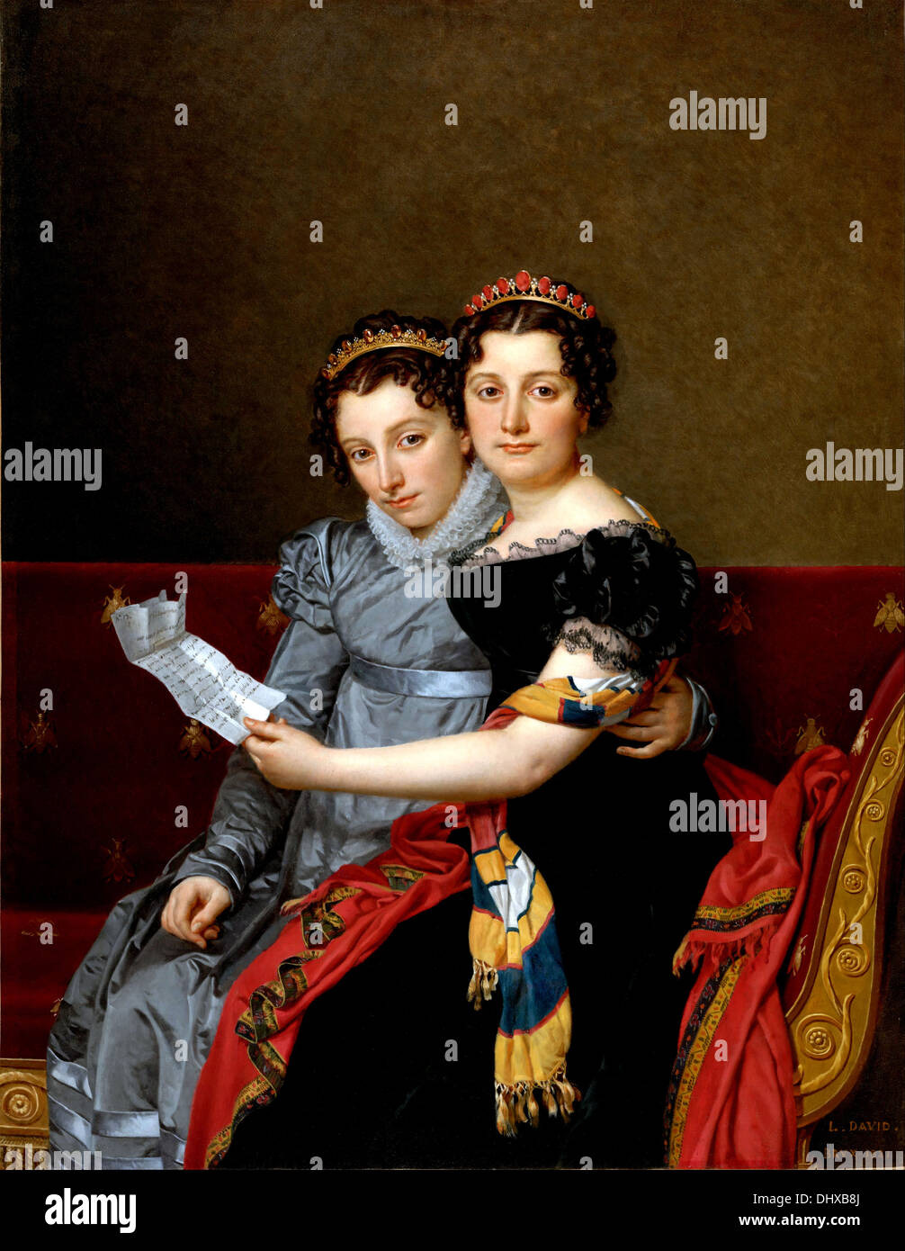 Die Schwestern Zénaïde und Charlotte Bonaparte, Napoleons Nichten - von Jacques-Louis David, 1821 Stockfoto