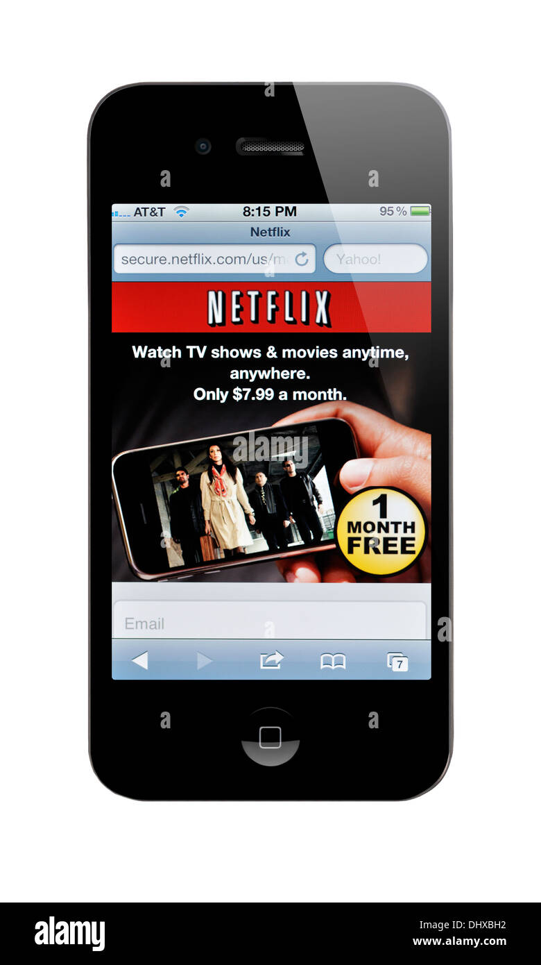 iPhone Bildschirm zeigt Netflix-website Stockfoto