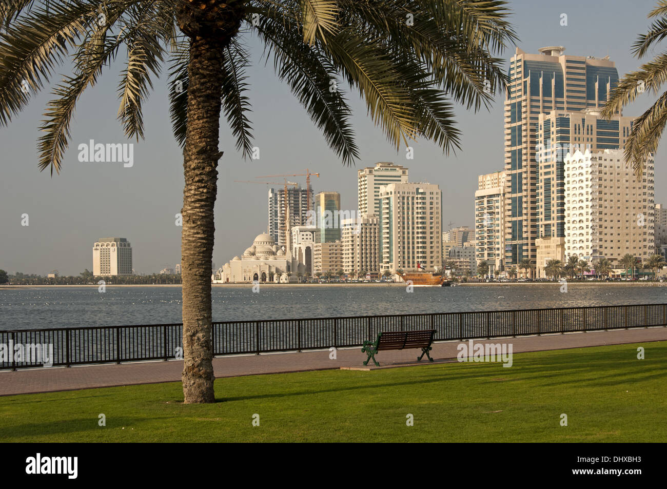 Park an der Khaleed Lagune, Sharjah Stockfoto