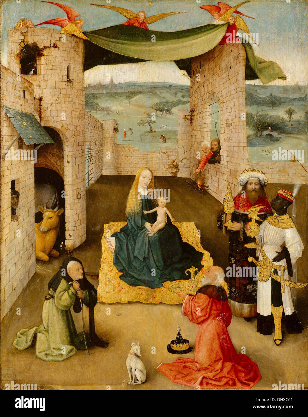 Die Anbetung der Heiligen drei Könige - von Hieronymus Bosch, 1475 Stockfoto