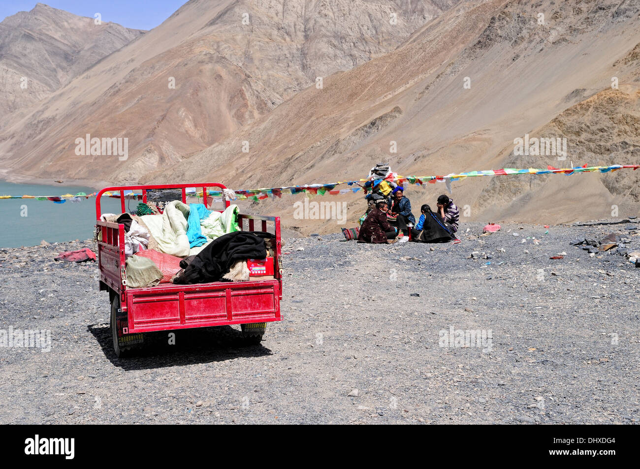Erholung am See in Tibet Stockfoto