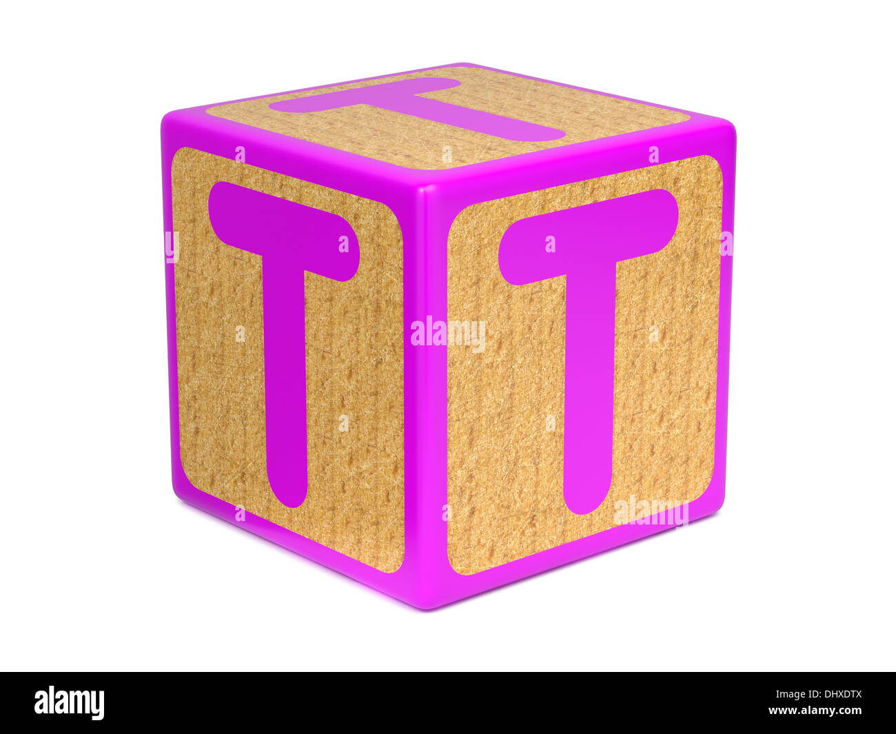 Buchstabe T auf Kinder Alphabet Block. Stockfoto