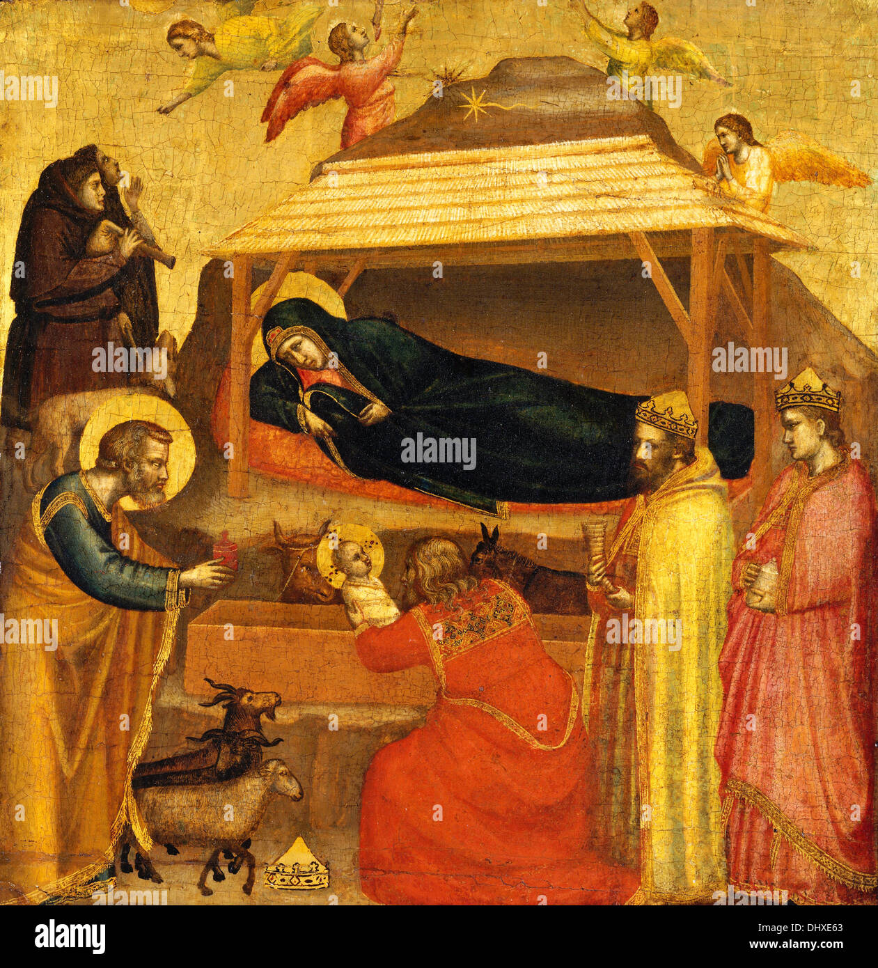 Die Anbetung der Heiligen drei Könige - von Giotto di Bondone, 1337 Stockfoto
