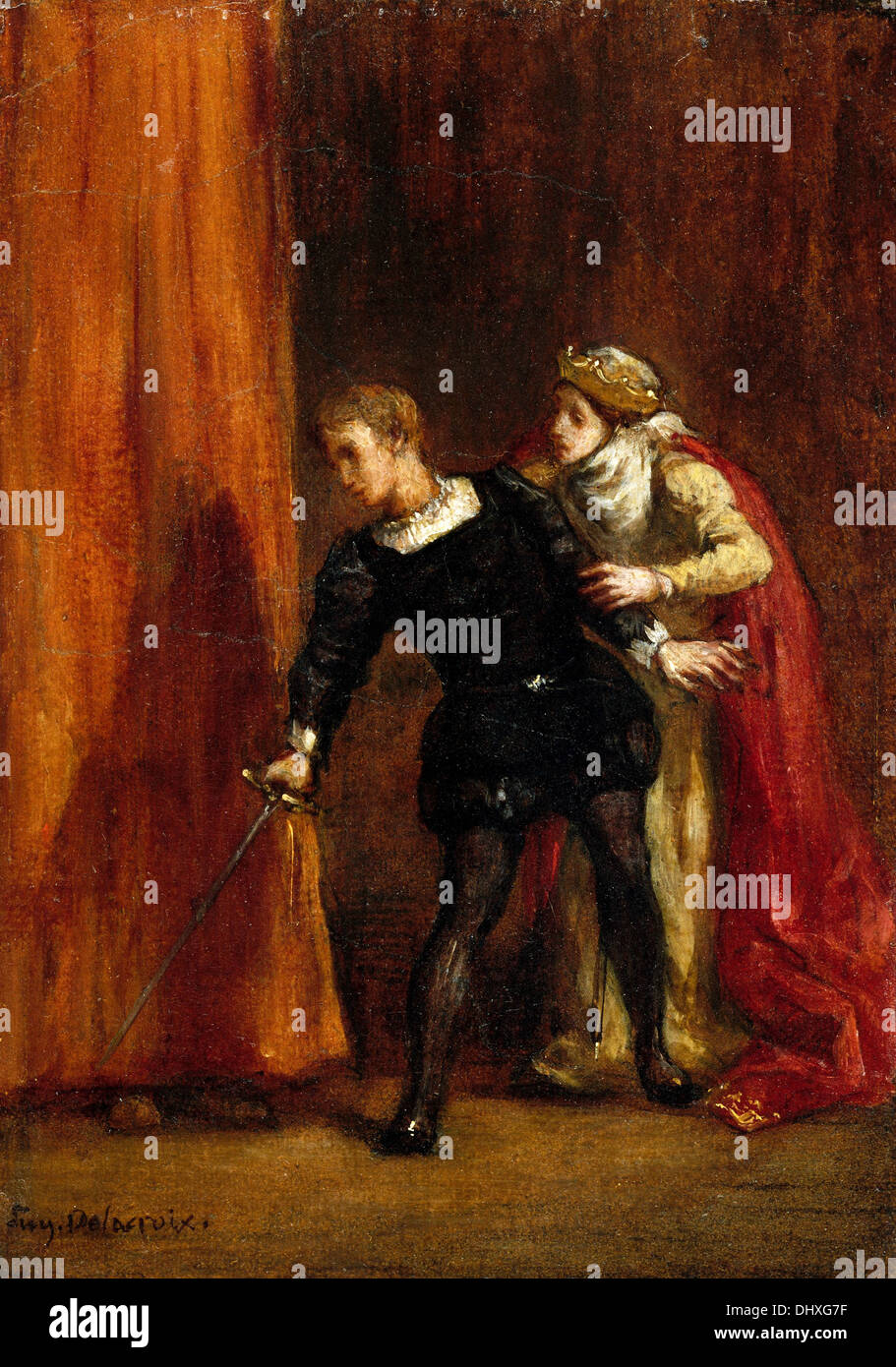 Hamlet und seine Mutter - von Eugène Delacroix, 1849 Stockfoto