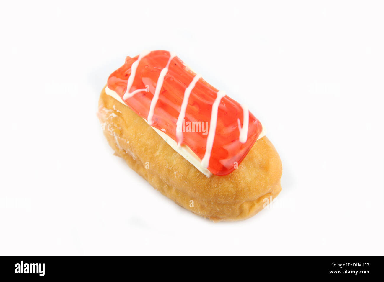 Closeup Orange Sushi Donuts auf weißem Hintergrund. Stockfoto