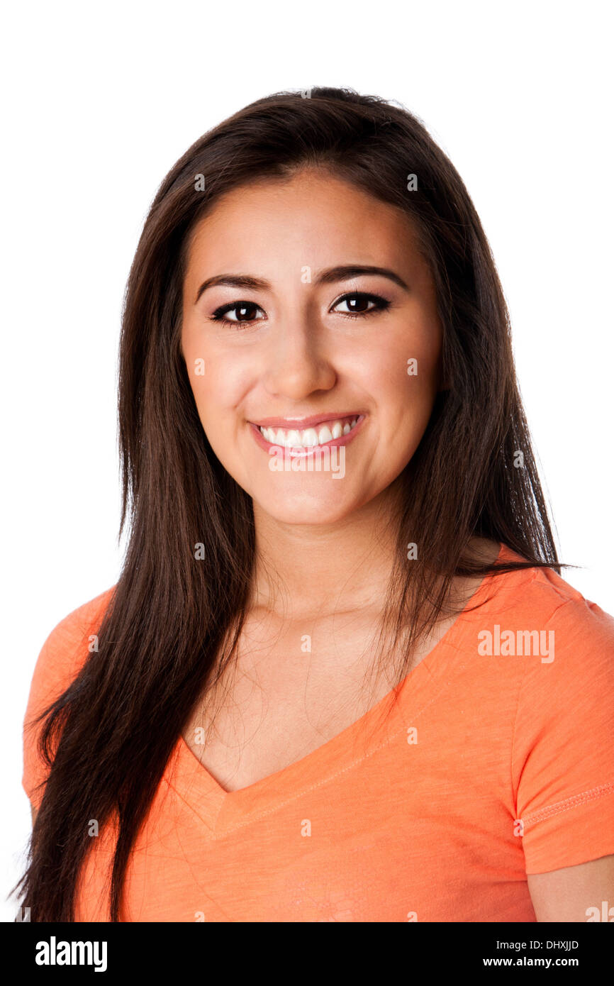 Glücklich lächelnde Teenager junge Frau Stockfoto