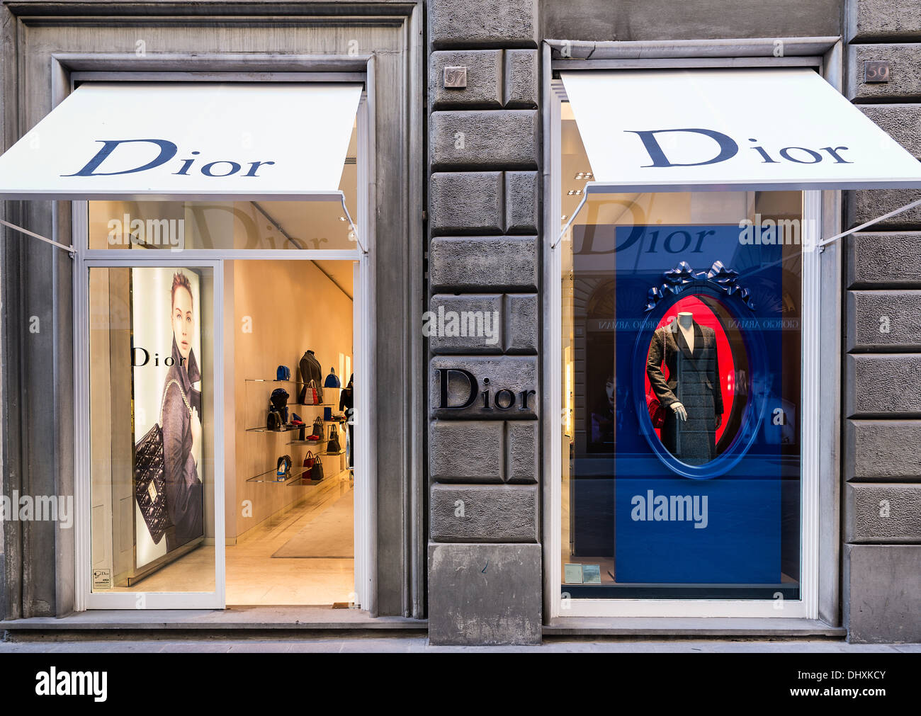 Dior Kleidung Ladengeschäft, Florenz, Italien Stockfoto