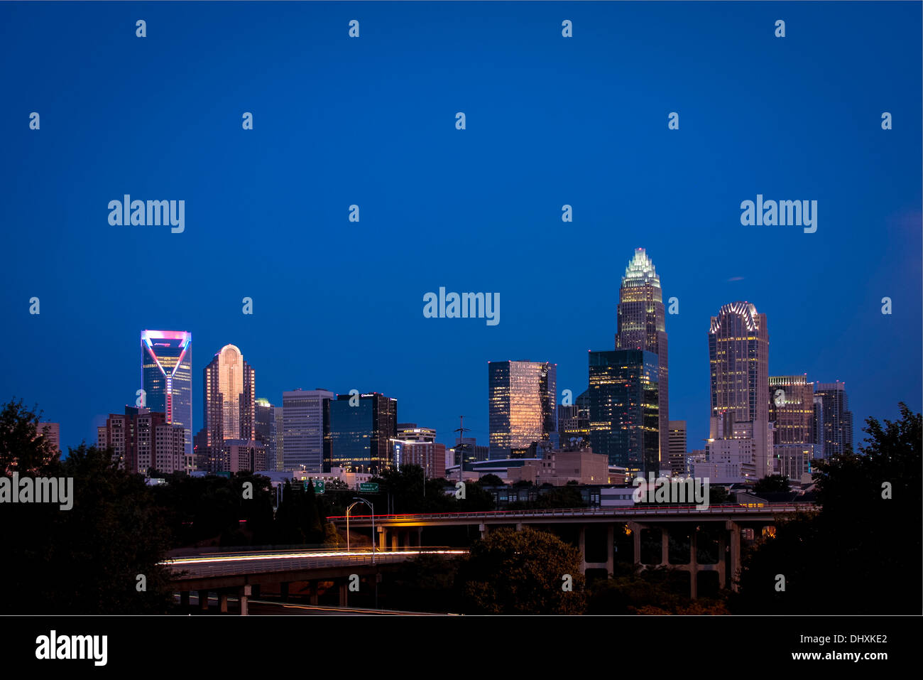 Skyline von Charlotte NC Stockfoto
