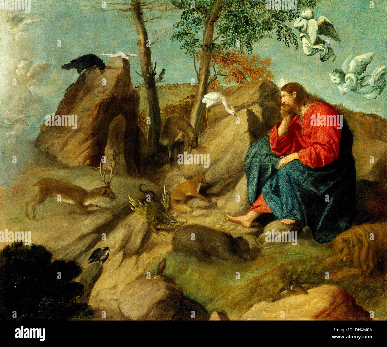 Christus in der Wüste - durch Moretto da Brescia, 16. Jh. Stockfoto