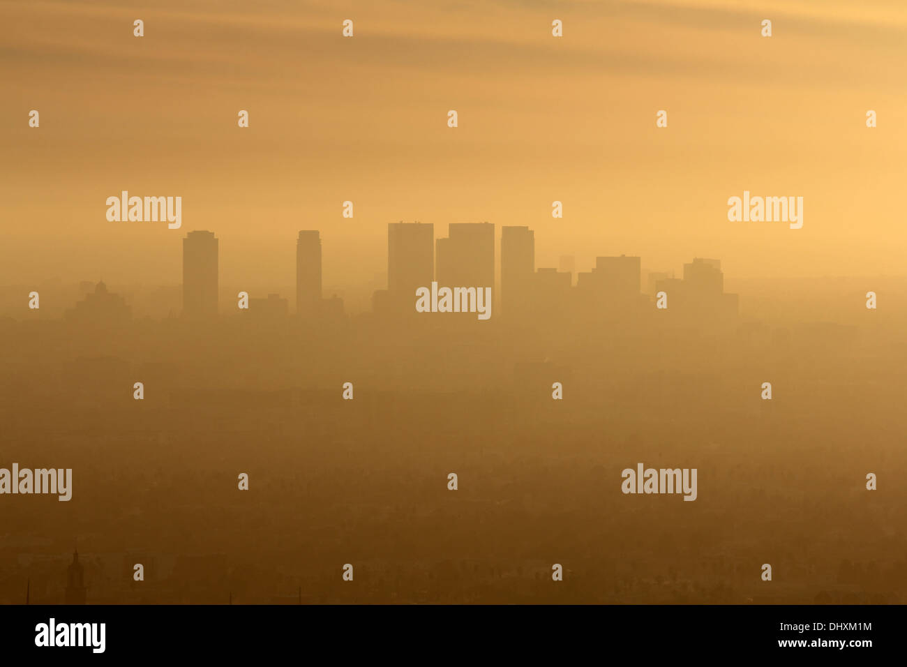 Smoggy nebligen Nachmittag in West Los Angeles, Kalifornien. Stockfoto