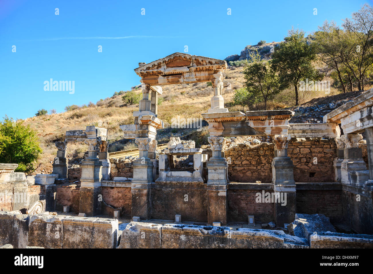 Brunnen des Kaisers Trajan in Ephesus, Türkei Stockfoto