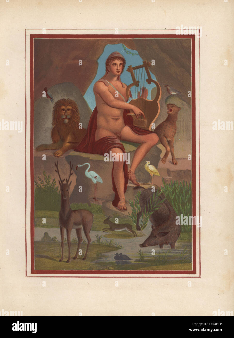 Wandmalerei von Orpheus aus dem Haus Vesonius Primus. Stockfoto
