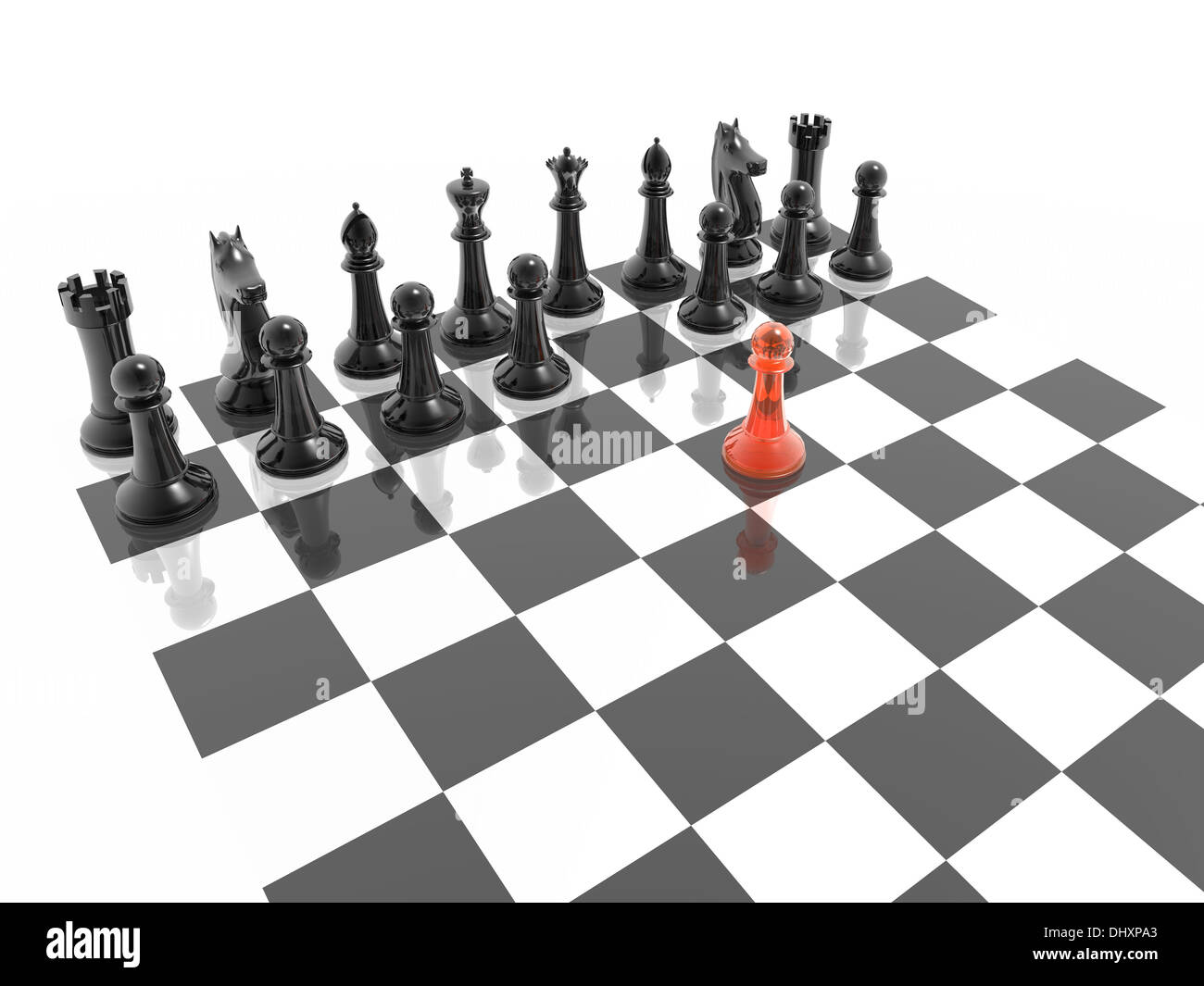 erster Schritt der Schach-Wettbewerb Stockfoto