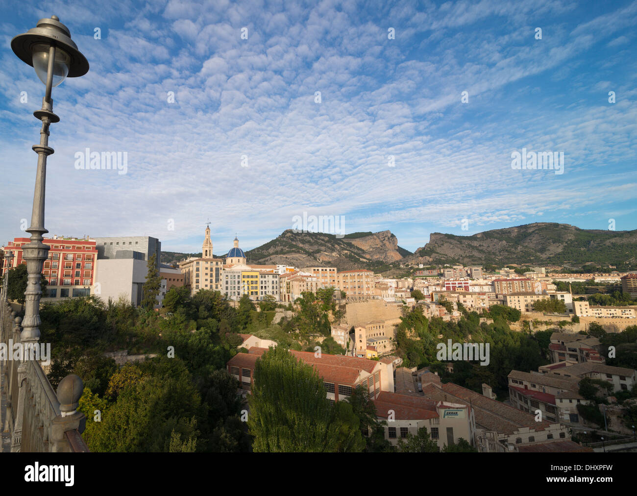 Am frühen Morgen nehmen von Alcoy Stadtzentrum, Costa Blanca, Spanien Stockfoto