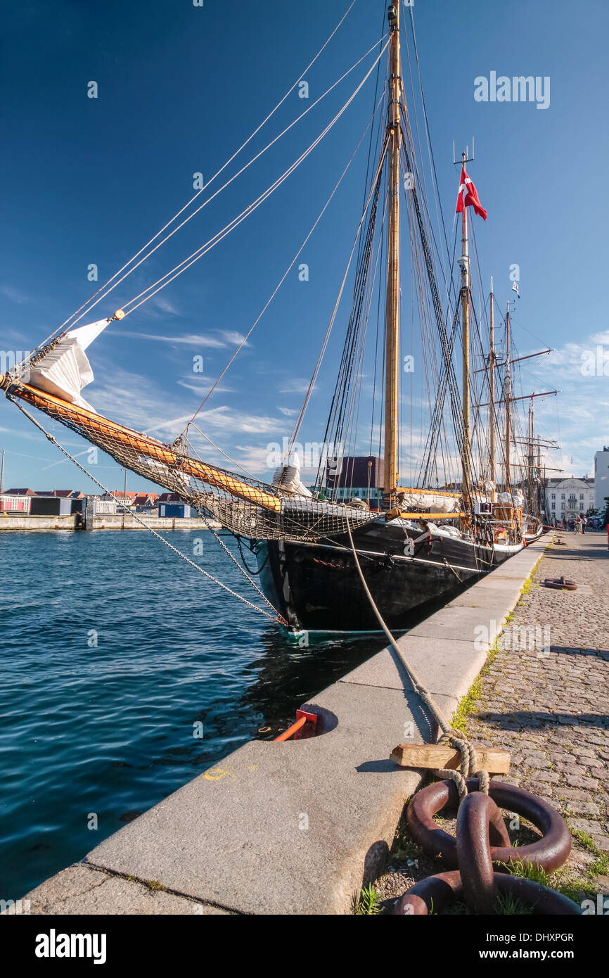 Große alte Segelschiff verankert im Amaliehaven in Kopenhagen, Dänemark Stockfoto