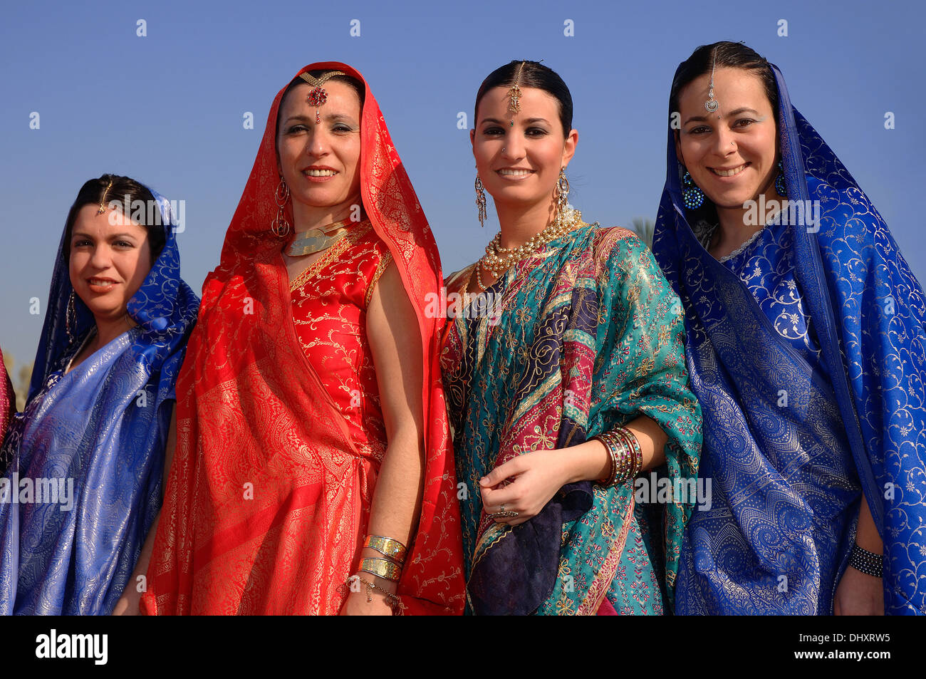 Karneval, Frauen in arabischen Kostüme, Isla Cristina, Provinz Huelva, Region von Andalusien, Spanien, Europa Stockfoto
