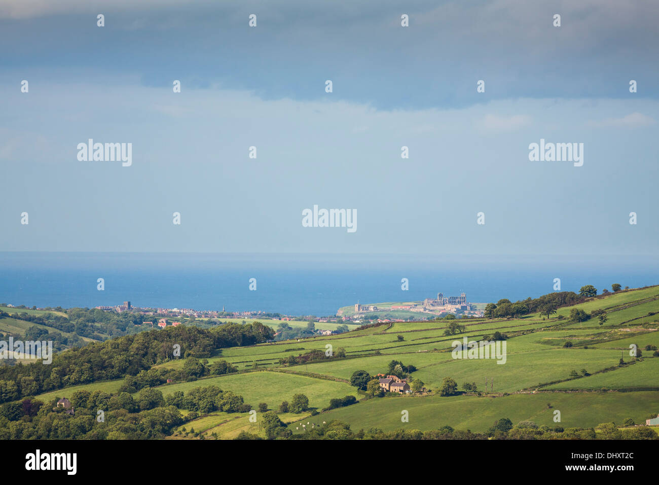 Fernblick über die North Yorkshire moors in Richtung Whitby, North Yorkshire. Stockfoto