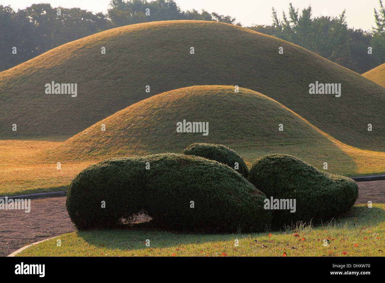 Südkorea, Gyeongju, Tumuli Park, Königsgräber, Stockfoto