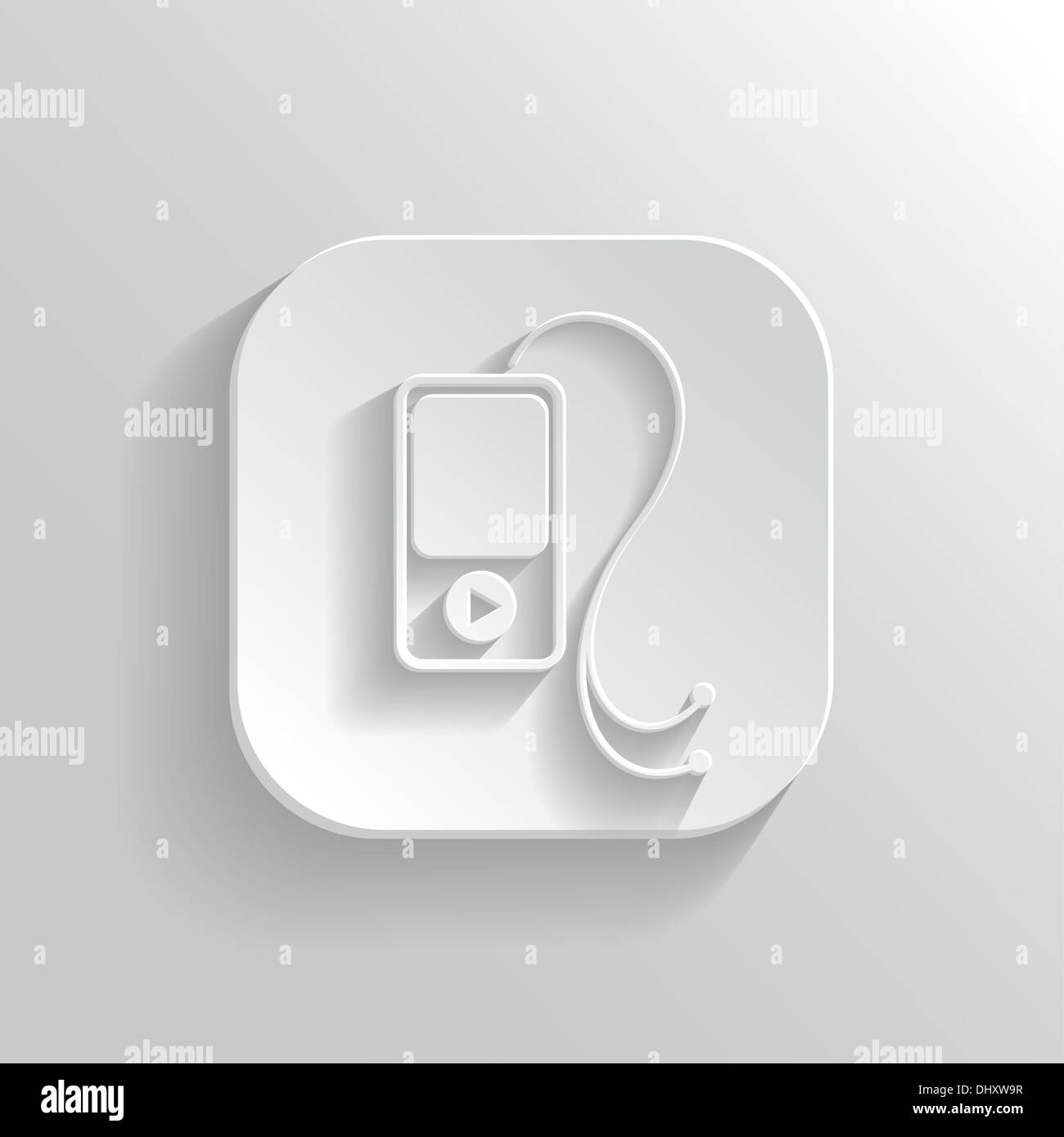 MP3-Player - weiß app Symbolschaltfläche mit Schatten Stockfoto