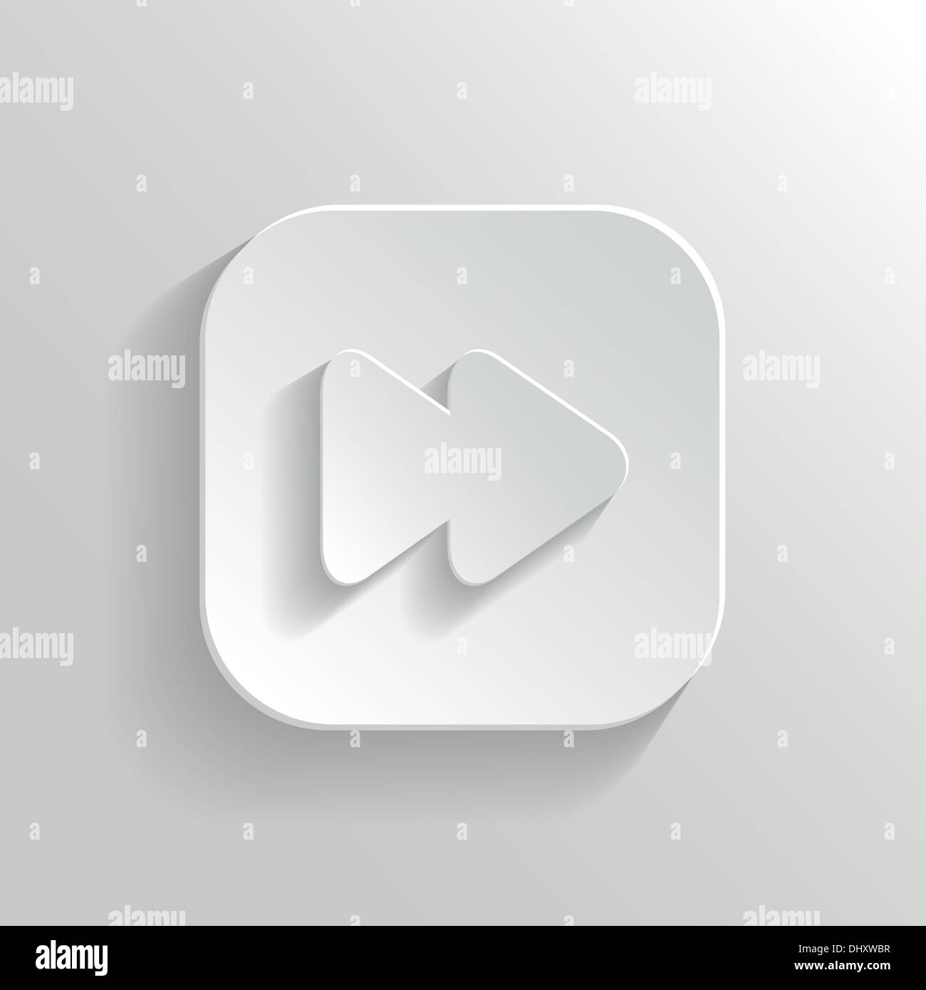 Media Player - weiße app Symbolschaltfläche mit Schatten Stockfoto