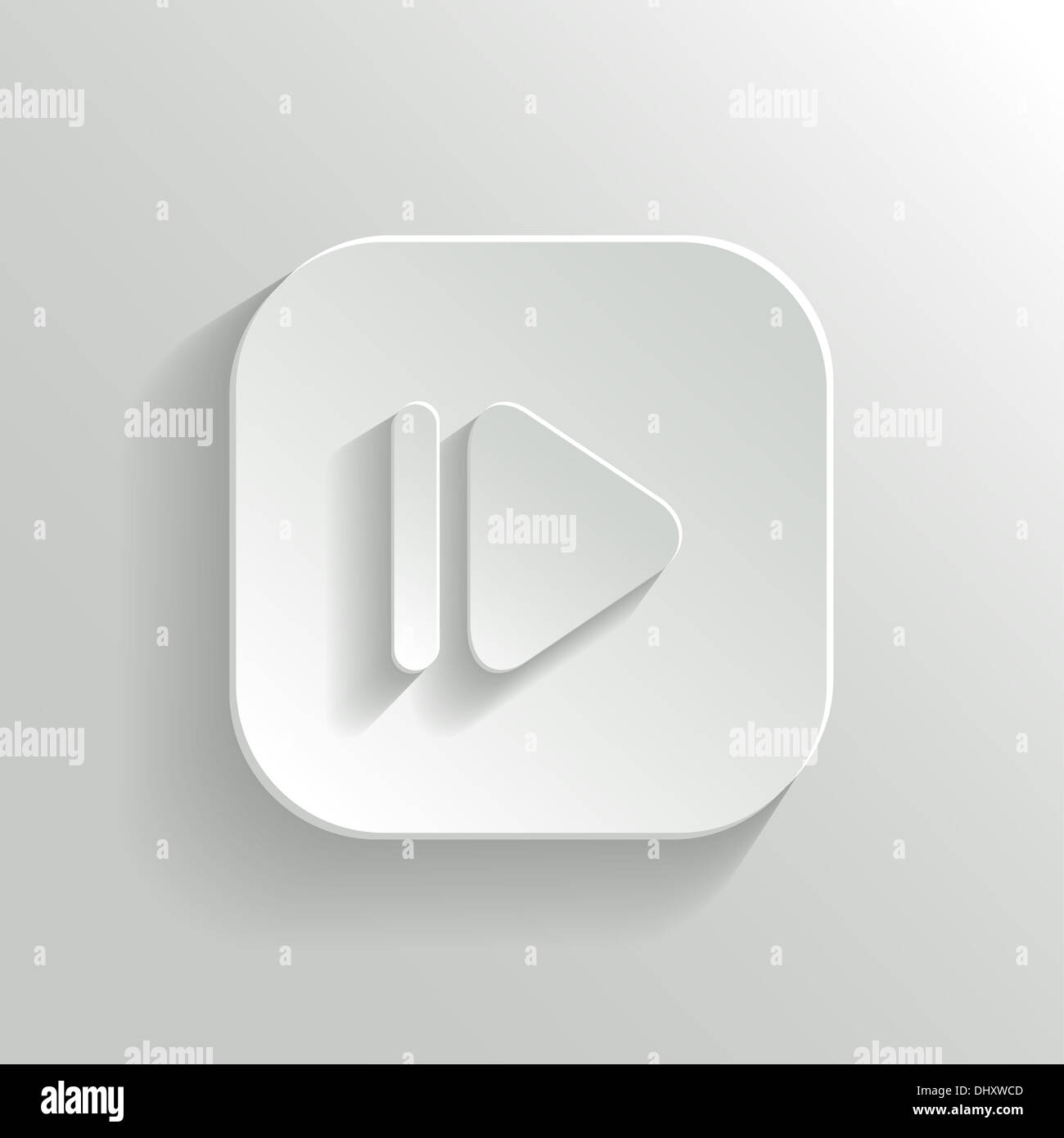 Media Player - weiße app Symbolschaltfläche mit Schatten Stockfoto