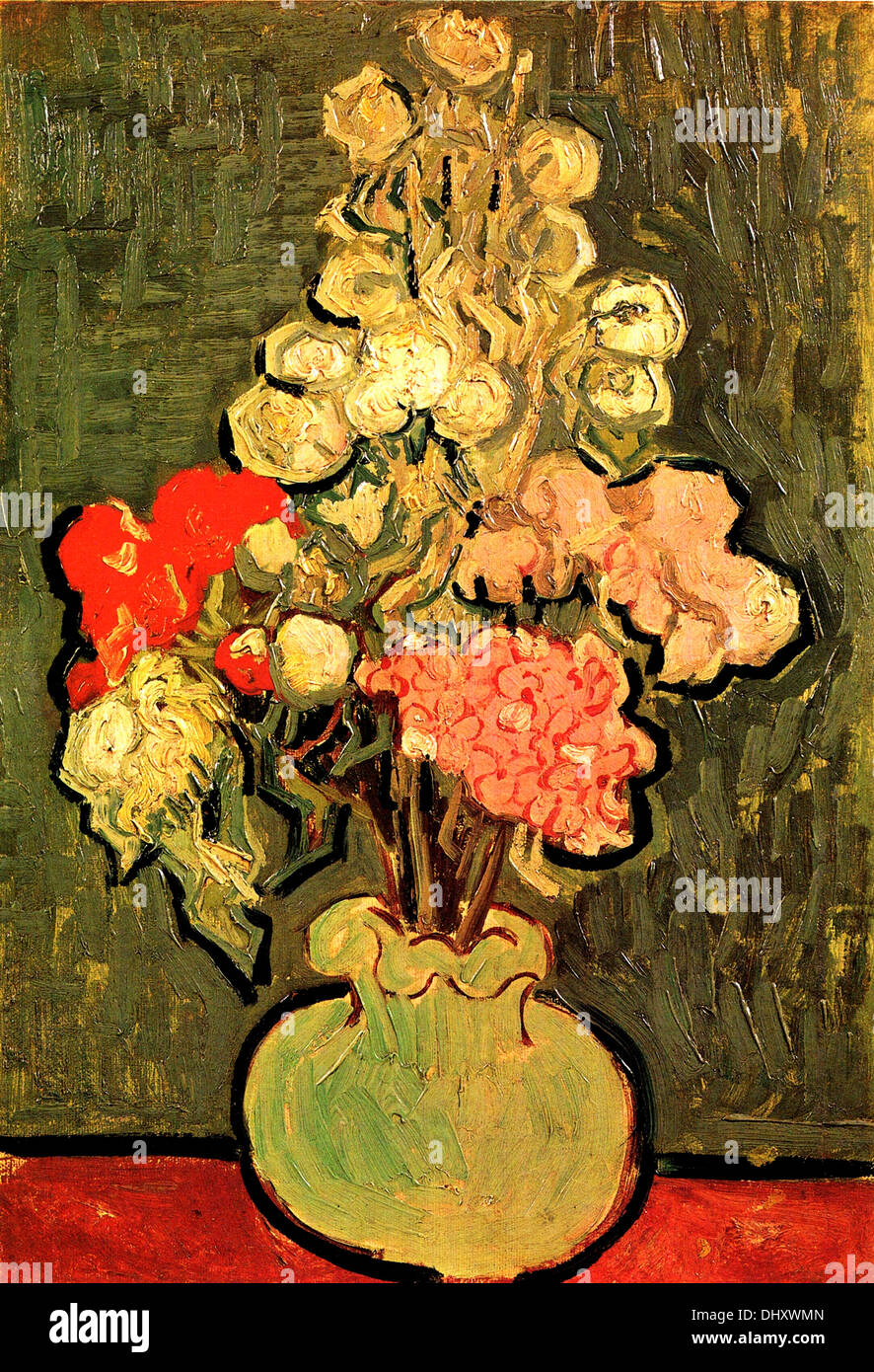 Still Life-Vase mit Rose Malven - von Vincent Van Gogh, 1890 Stockfoto