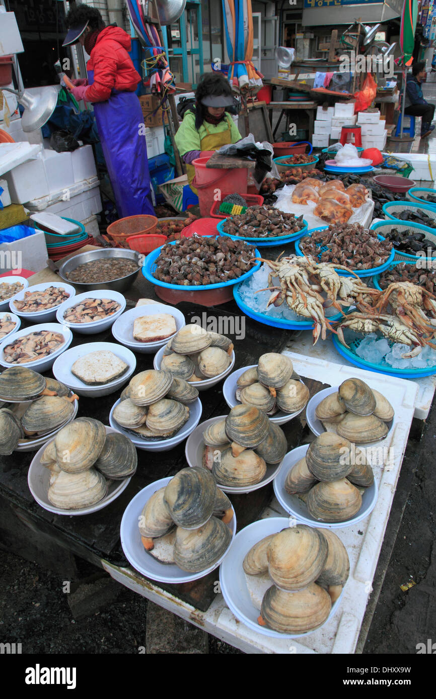 Südkorea, Busan, Jagalchi Fischmarkt, Stockfoto