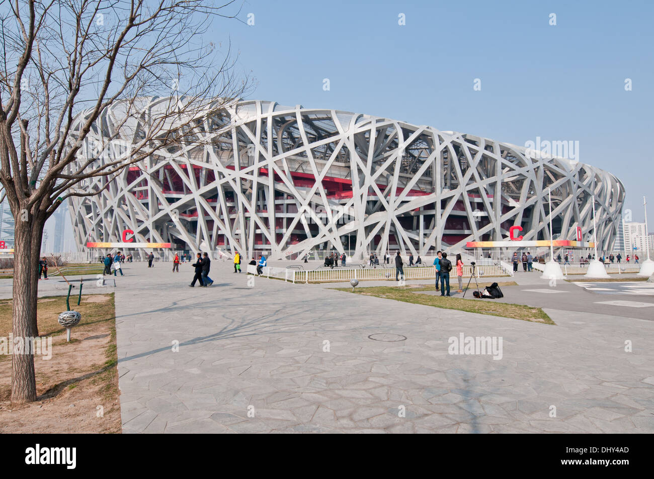 Nationalstadion, auch bekannt als das Vogelnest in Chaoyang District, Beijing, China Stockfoto