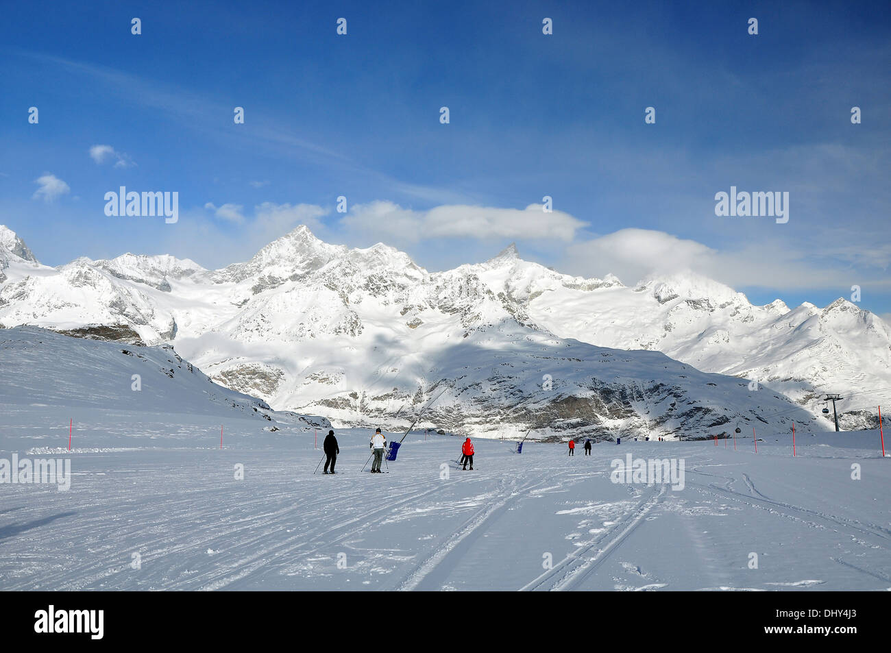 Skipiste in Schweizer Alpen, Zermatt, Swietzerland Stockfoto