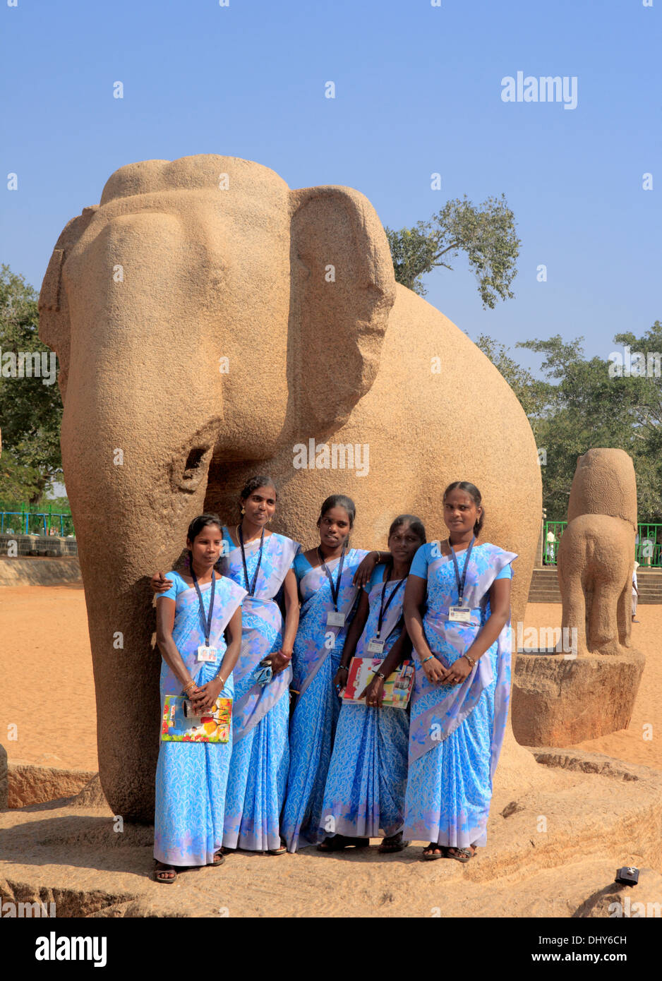 Pancha Rathas, cave Tempel (7. Jahrhundert), Mahabalipuram, Tamil Nadu, Indien Stockfoto