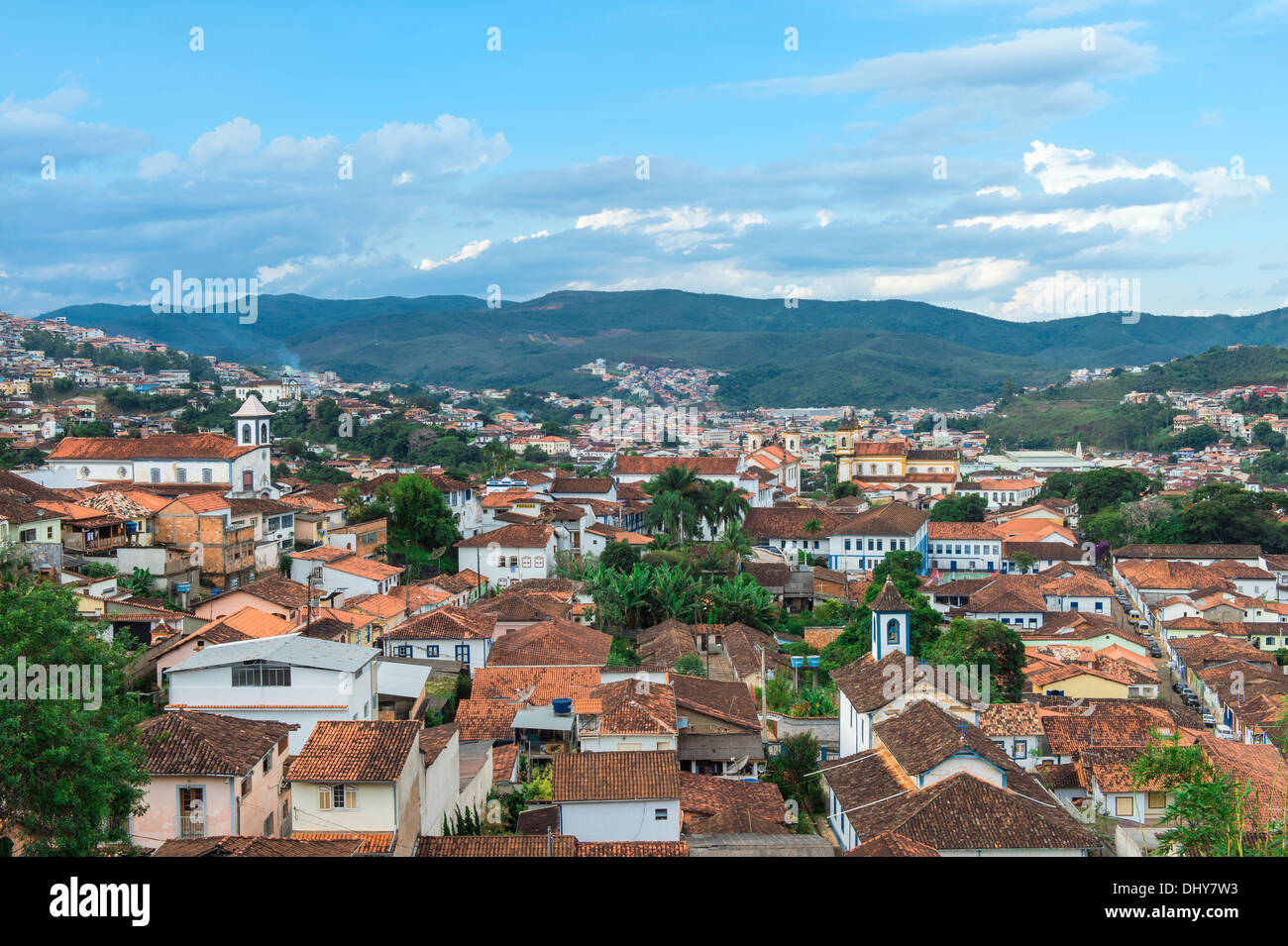 Blick über die Stadt Mariana, Minas Gerais, Brasilien Stockfoto