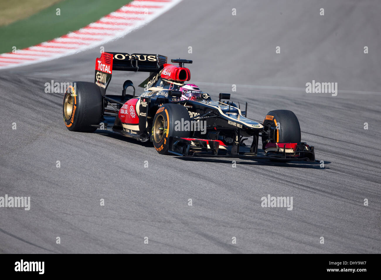 Fahrer Heikki Kovalainen der Lotus F1 racing bei t-Training für den Formel 1 Grand Prix in der Nähe von Austin TX Stockfoto