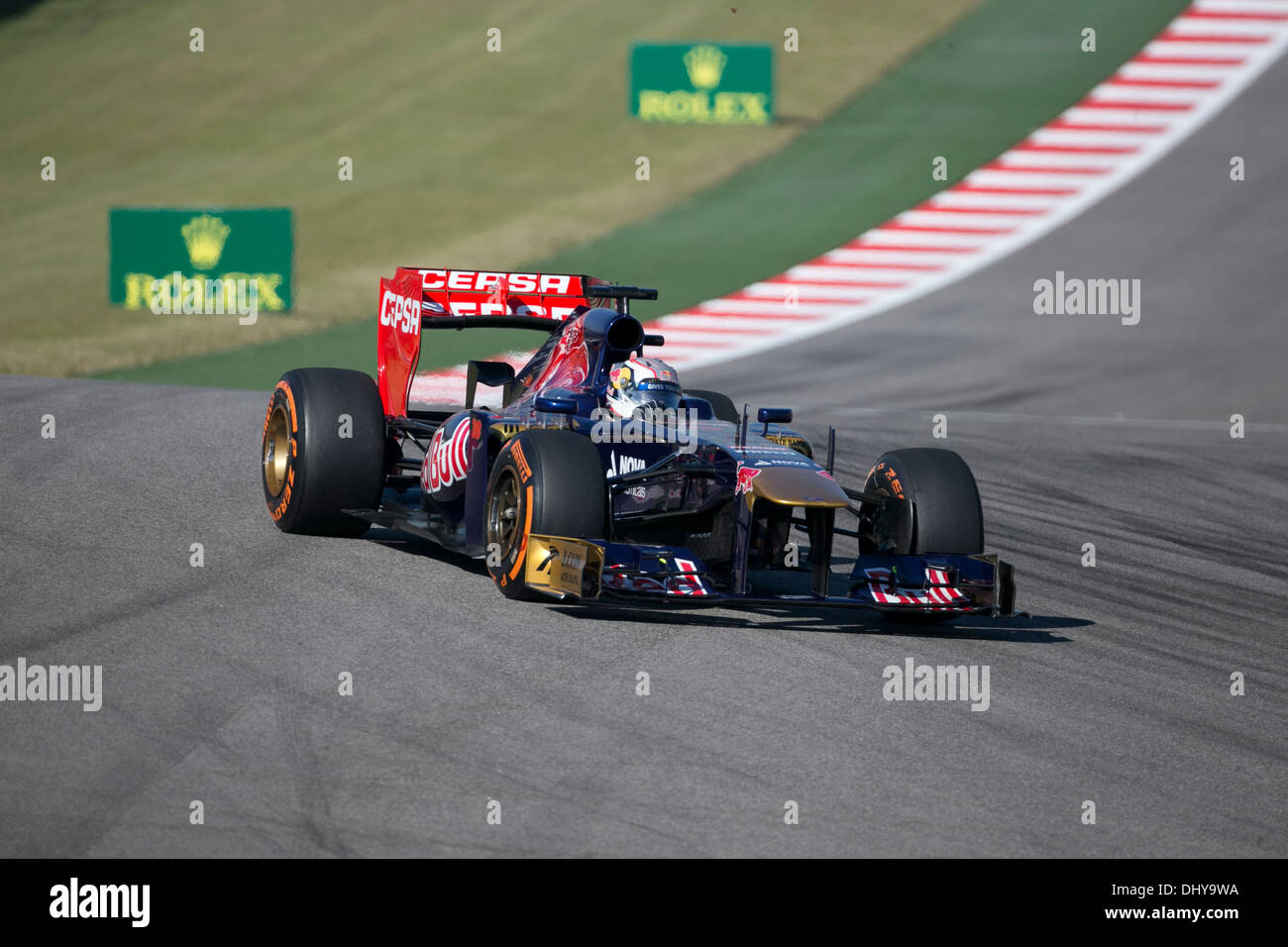 Russische Fahrer Danill Kuyat der Scuderia Toro Rosso Mannschaft, am freien Training für den Formel 1 United States Grand Prix in der Nähe von Austin Stockfoto