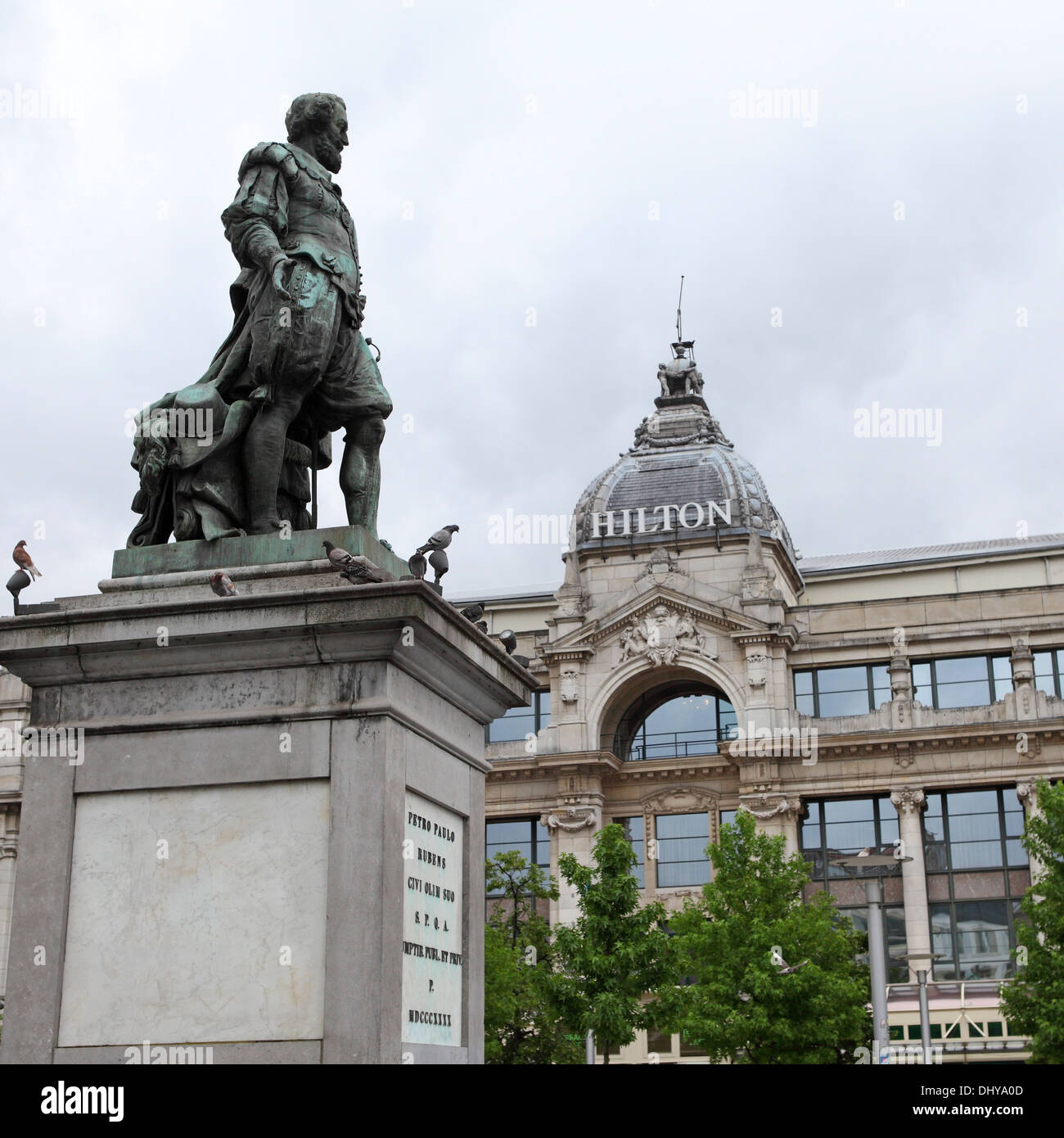 Pieter Paul Rubens Statue am Groenplaats in Antwerpen, Belgien. Stockfoto