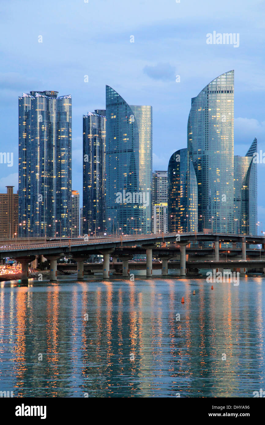 Südkorea, Busan, Skyline, Hochhäuser, Stockfoto