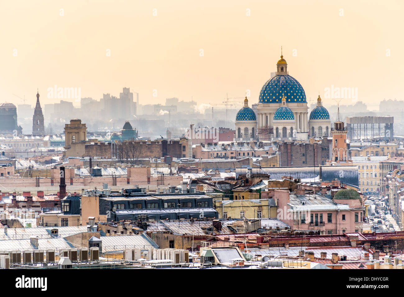 Luftbild von Sankt Petersburg aus Saint Isaac Kathedrale Kuppel und Ansicht der Dreifaltigkeits-Kathedrale Stockfoto