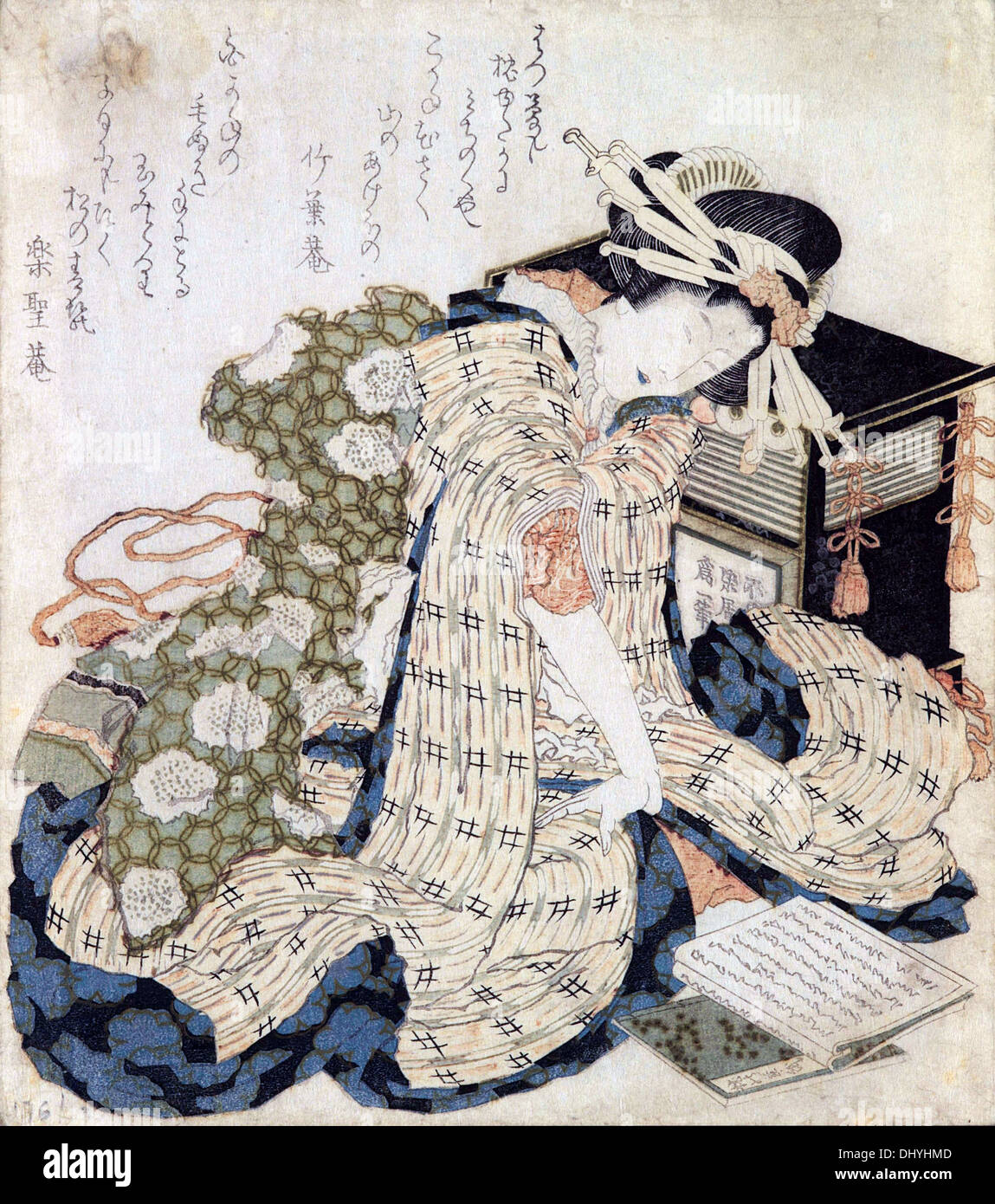 Kurtisane eingeschlafen - von Katsushika Hokusai, spätes 18. Jh. Stockfoto
