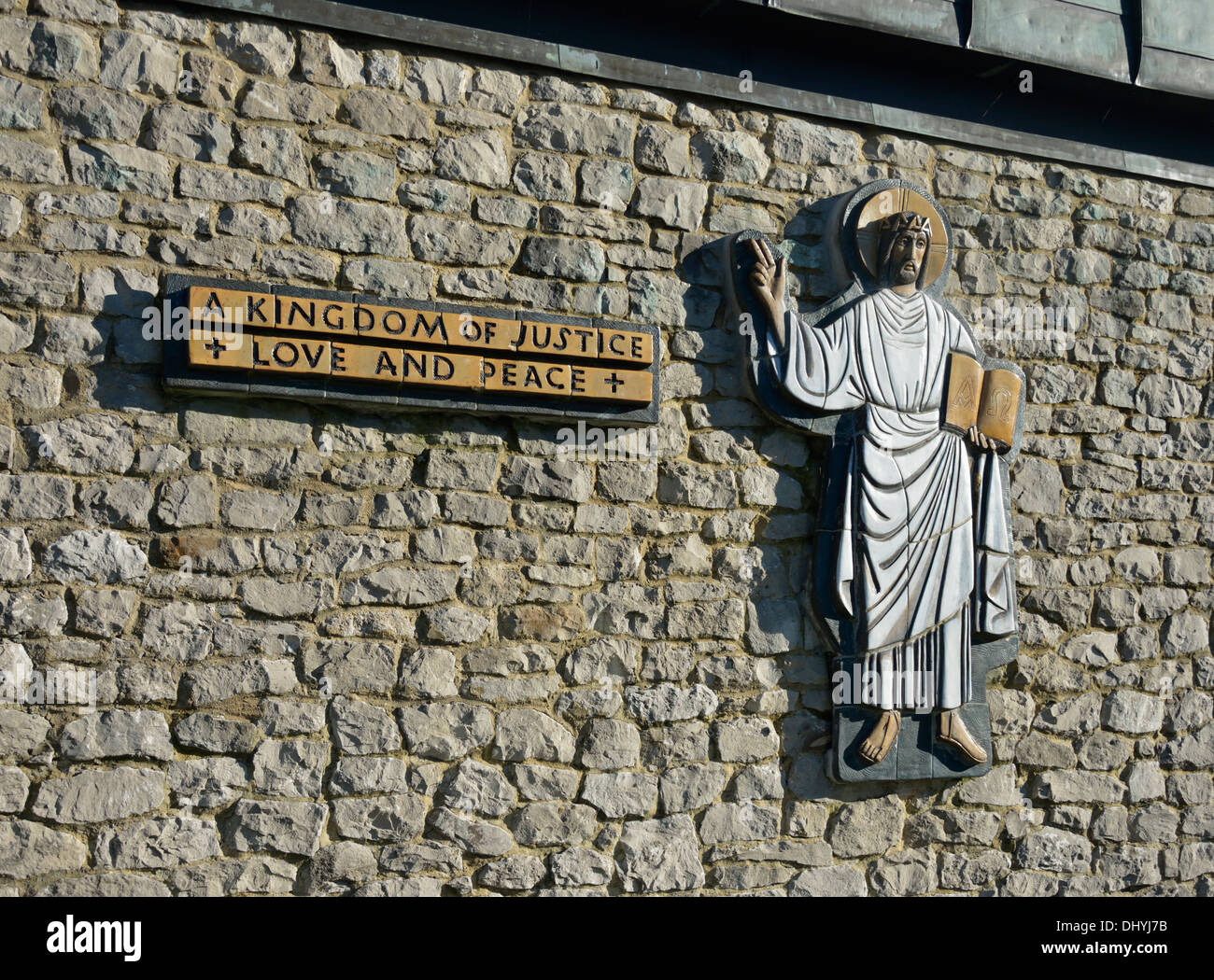 Bild von Christus. Katholische Kirche Christkönig. Milnthorpe, Cumbria, England, Vereinigtes Königreich, Europa. Stockfoto